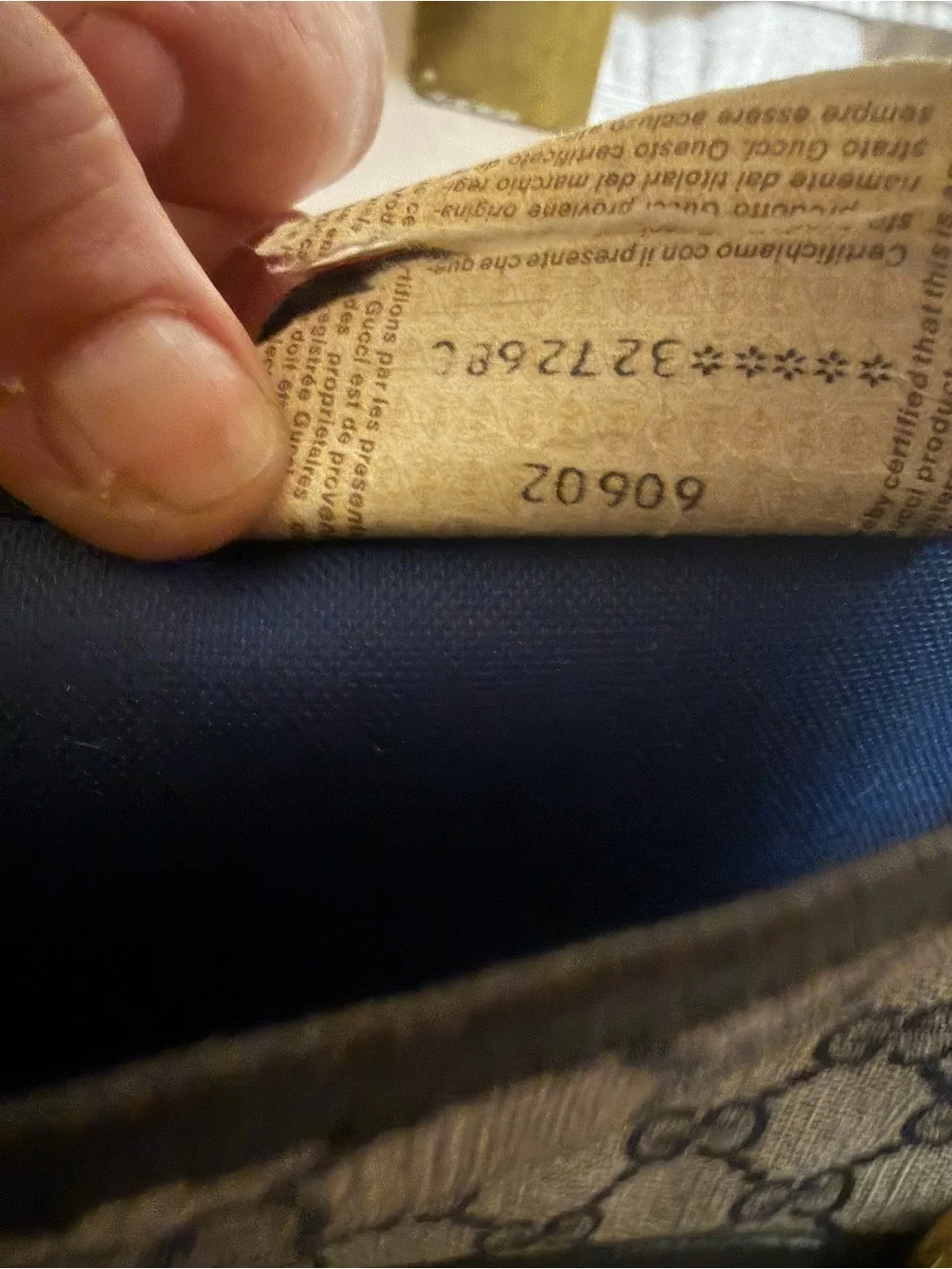 Gucci Vintage Navy Blue and Beige GG Canvas Tote